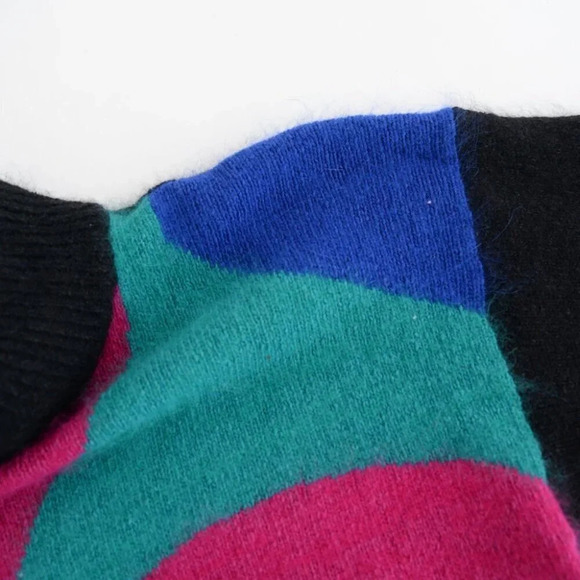 Vintage Braemar by Jeremy Scott Black &  Neon 58% Silk 10% Angora Sweater L - Picture 9 of 12